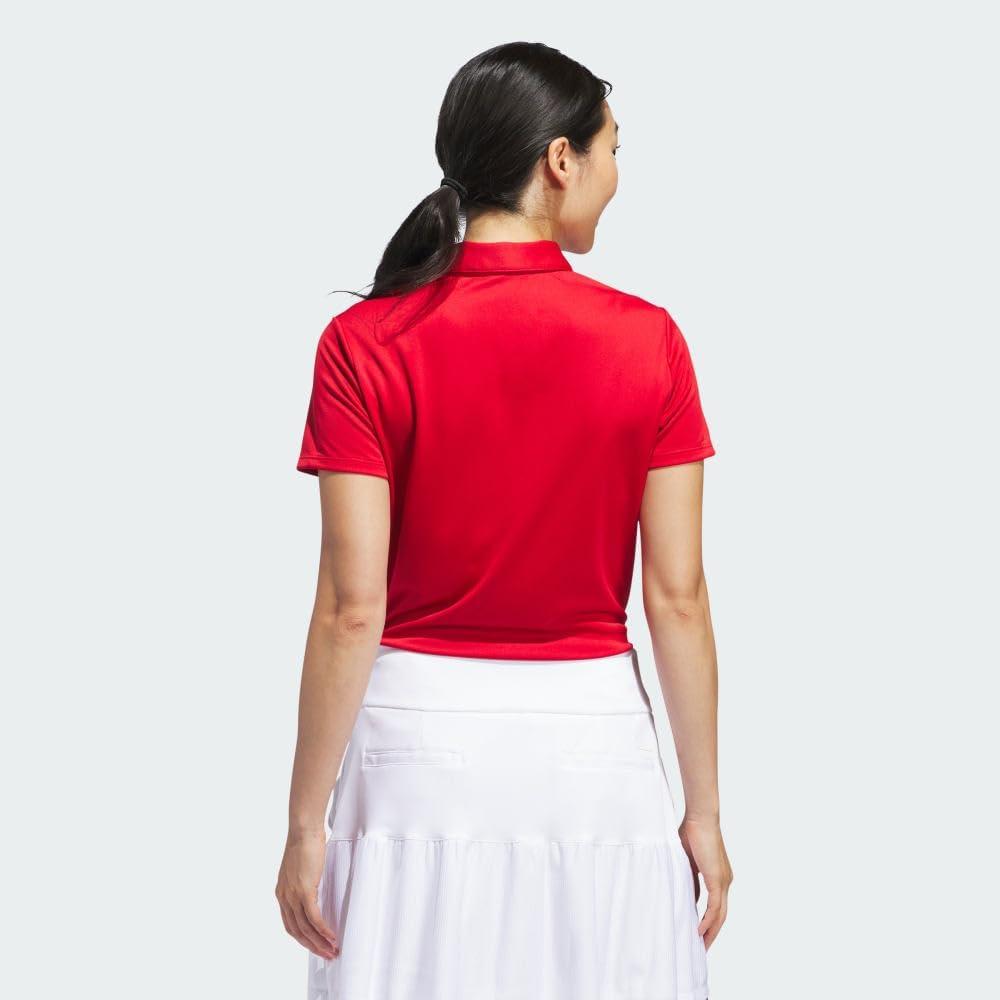 image:imageadidas Womens Solid Performance Short Sleeve Polo Shirt Womens Golf ShirtCollegiate Red