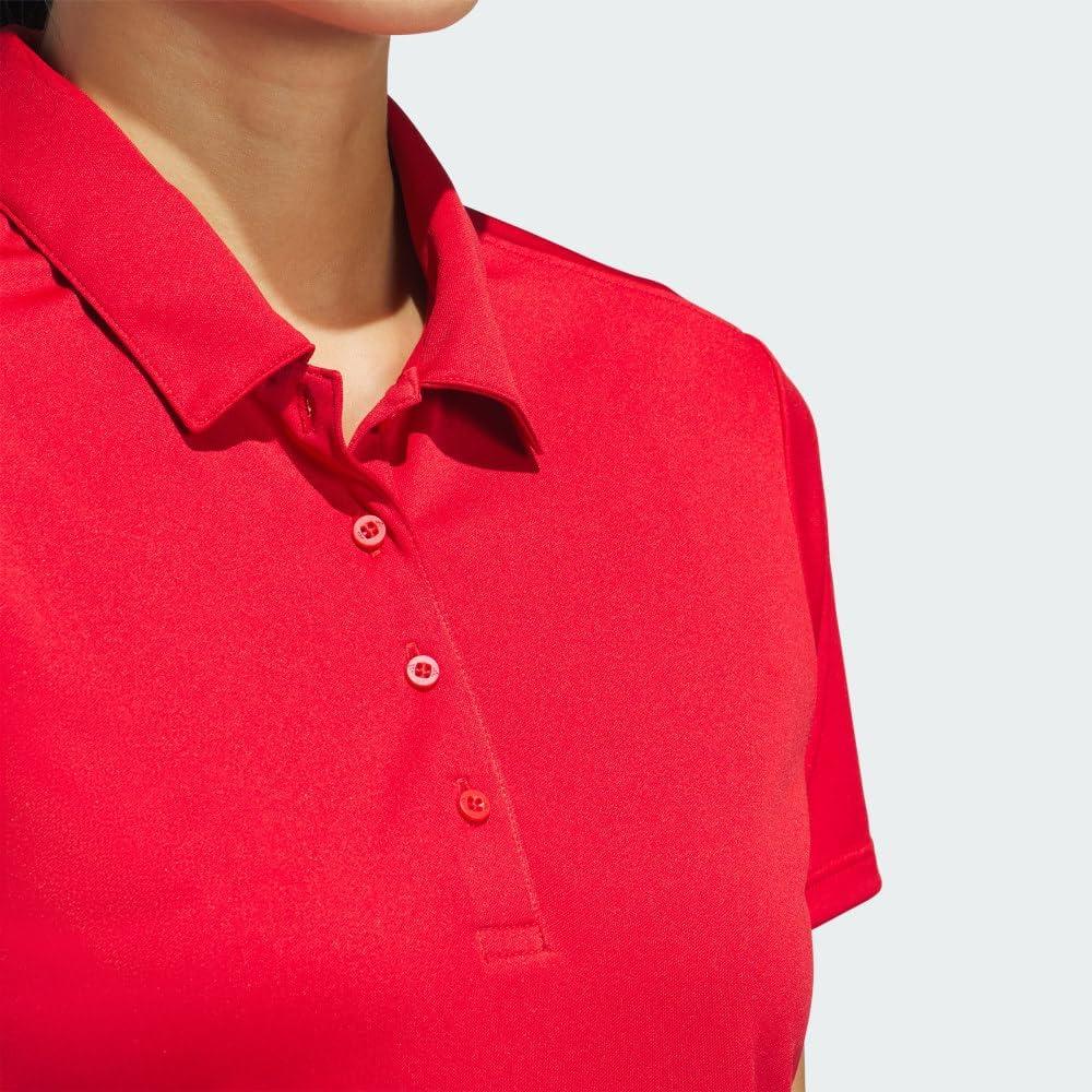 image:imageadidas Womens Solid Performance Short Sleeve Polo Shirt Womens Golf ShirtCollegiate Red