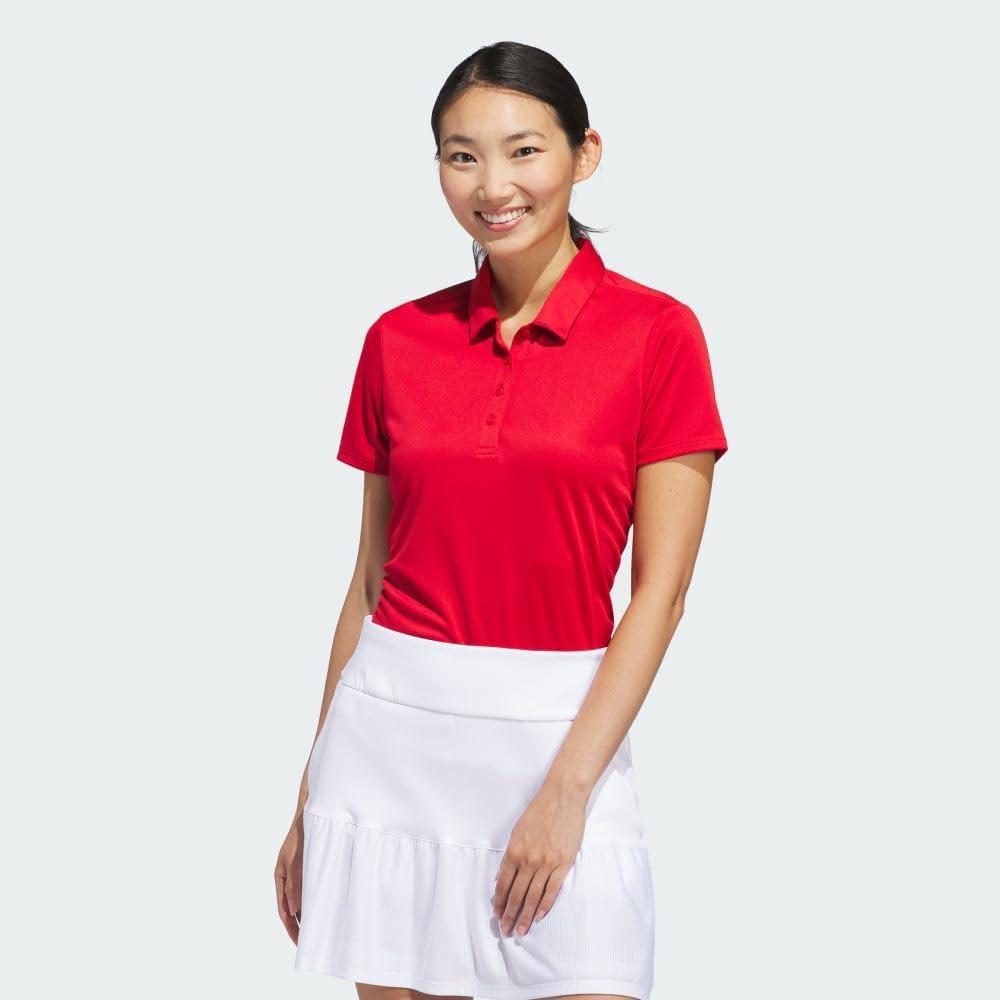 image:imageadidas Womens Solid Performance Short Sleeve Polo Shirt Womens Golf ShirtCollegiate Red