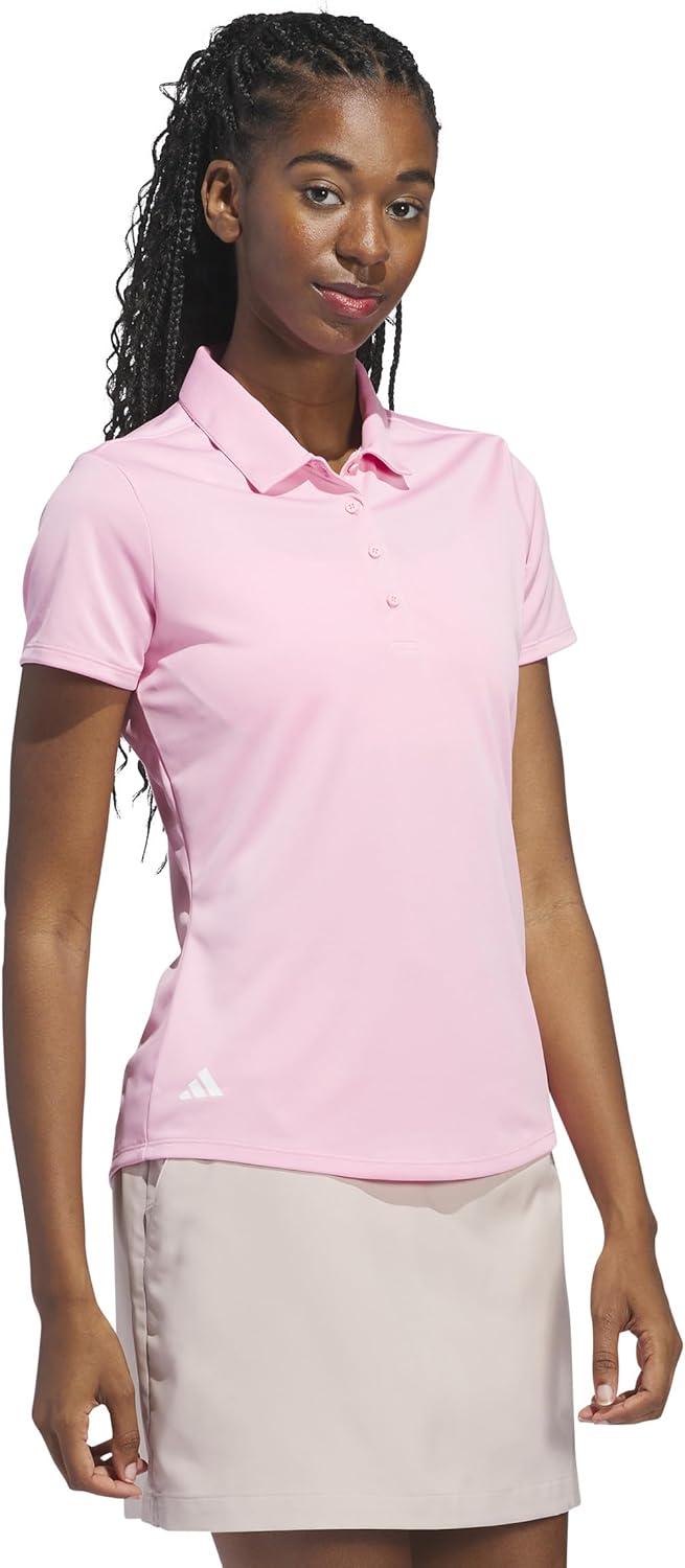 image:imageadidas Womens Solid Performance Short Sleeve Polo Shirt Womens Golf ShirtLight Pink