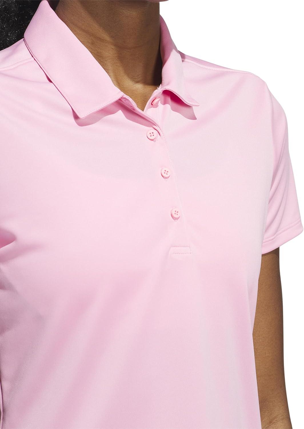 image:imageadidas Womens Solid Performance Short Sleeve Polo Shirt Womens Golf ShirtLight Pink