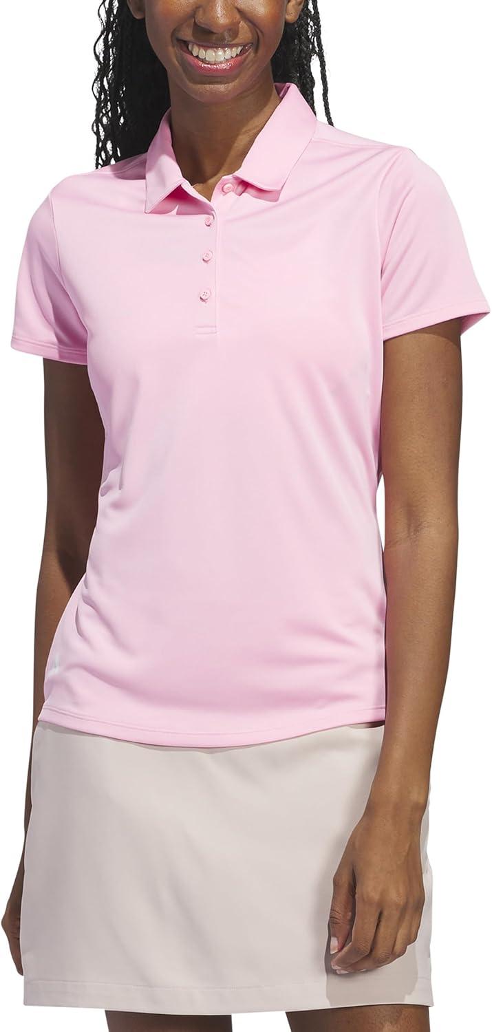 image:imageadidas Womens Solid Performance Short Sleeve Polo Shirt Womens Golf ShirtLight Pink