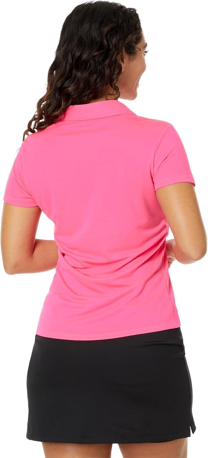image:imageadidas Womens Solid Performance Short Sleeve Polo Shirt Womens Golf ShirtSolar Pink