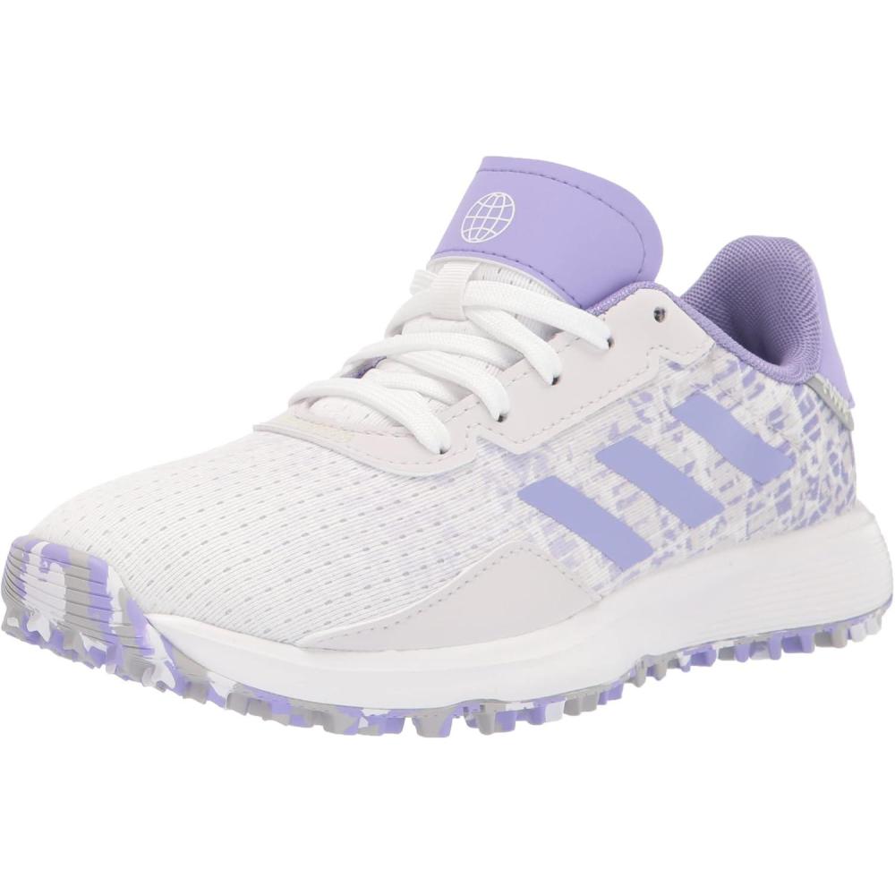 image:imageAdidas UnisexChild S2g Spikeless Golf ShoesFootwear WhiteAlmost LimeLight Purple