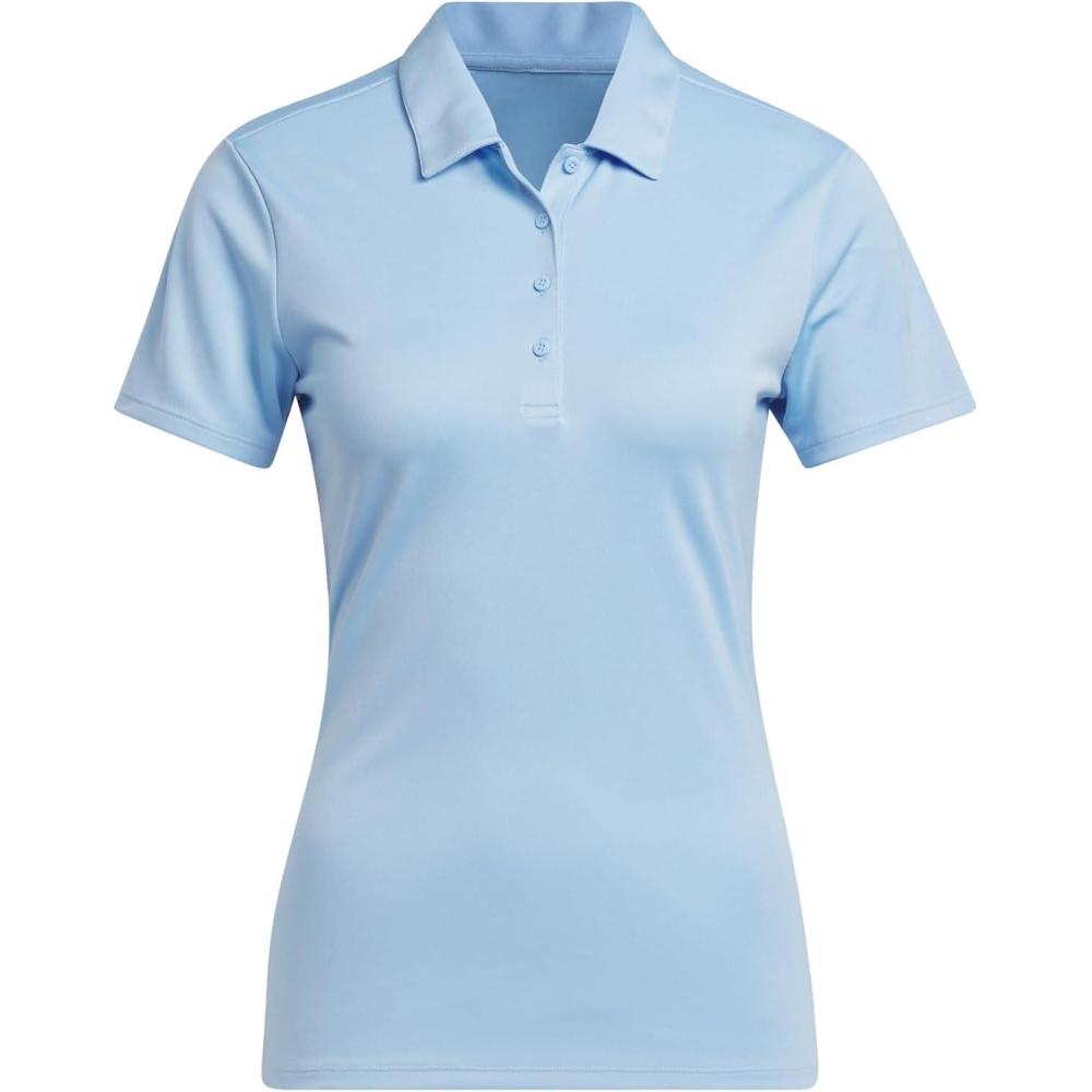 image:imageadidas Womens Solid Performance Short Sleeve Polo Shirt Womens Golf ShirtClear Sky