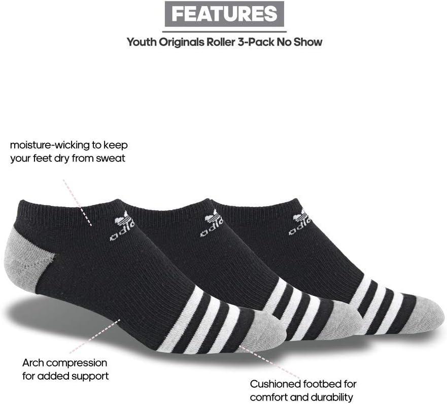 image:imageadidas Originals boys Youth Originals Roller 3pack No Show
