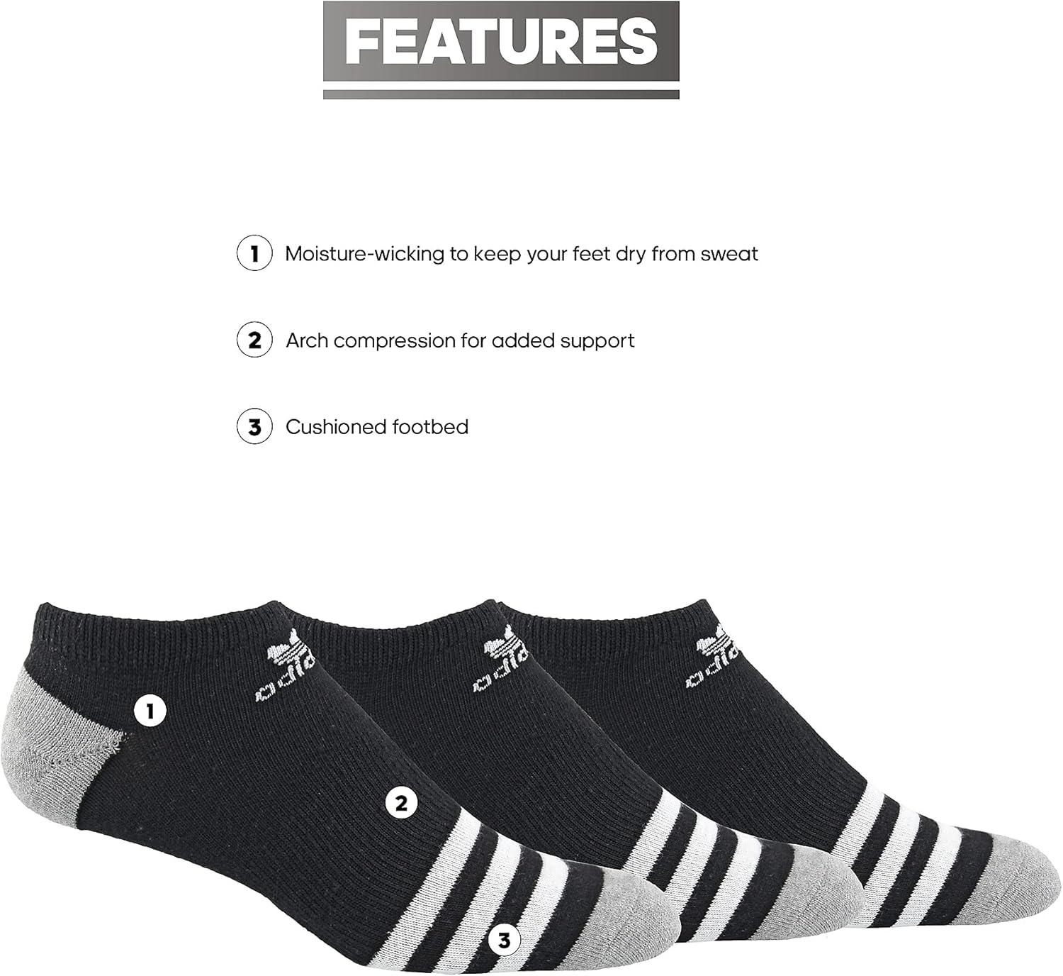 image:imageadidas Originals boys Youth Originals Roller 3pack No Show