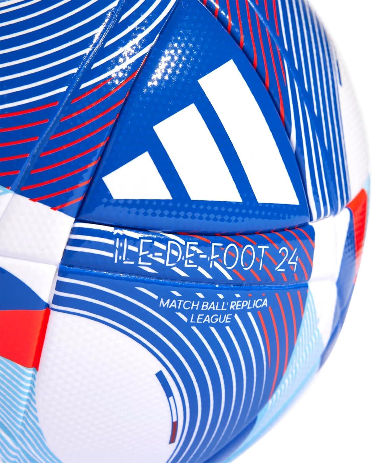 image:imageAdidas ILEDeFoot 24 League Soccer BallWhiteSolar RedClear SkyTeam Royal Blue