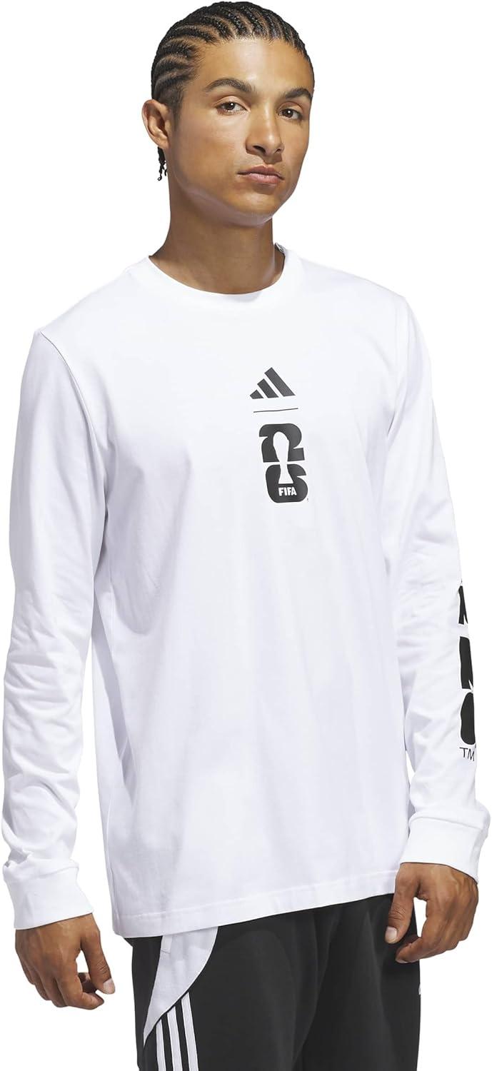 image:imageAdidas Mens FIFA World Cup 26 Match Ball Graphic Long Sleeve TShirtWhite