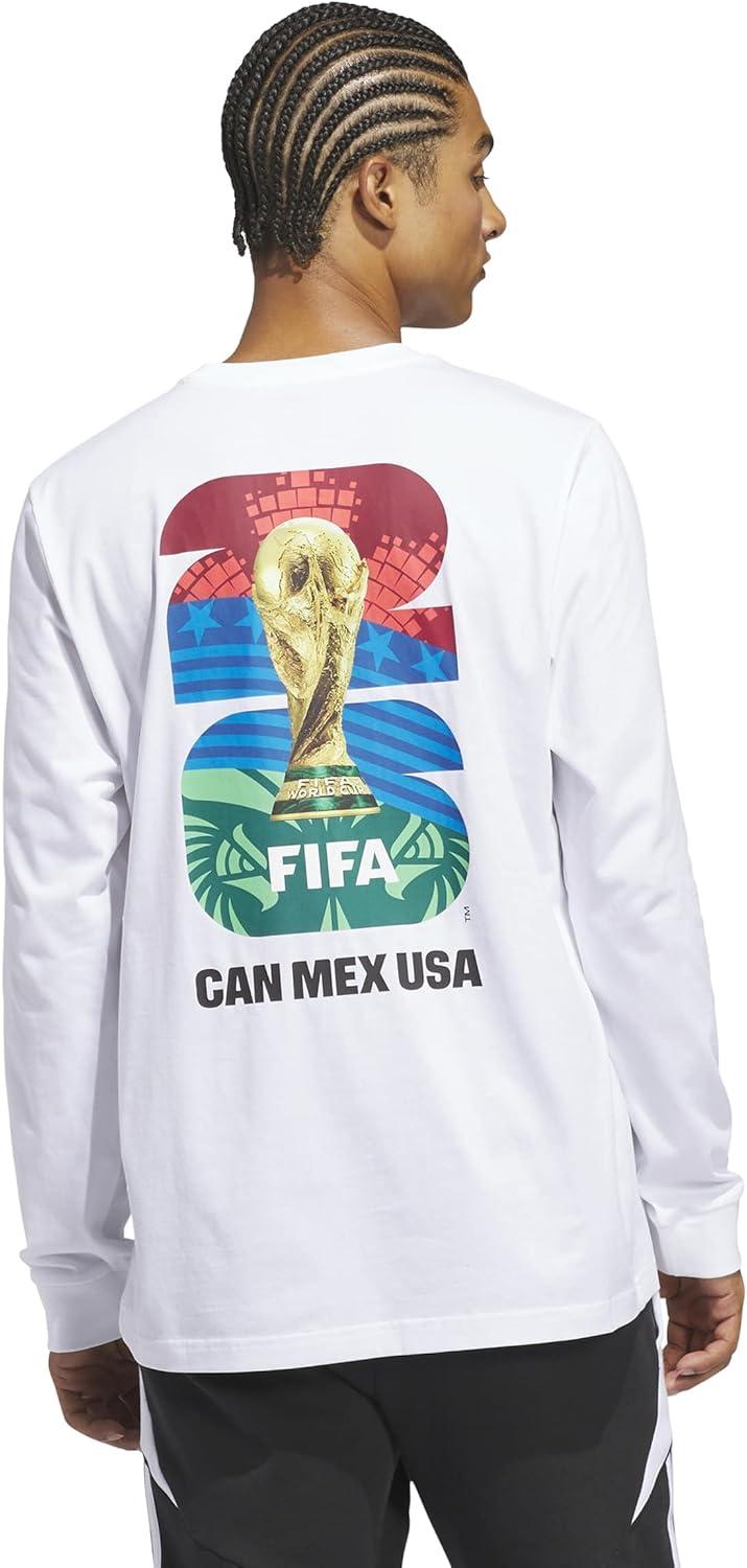 image:imageAdidas Mens FIFA World Cup 26 Match Ball Graphic Long Sleeve TShirtWhite
