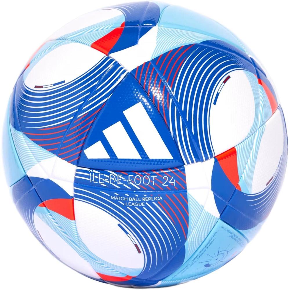 image:imageAdidas ILEDeFoot 24 League Soccer BallWhiteSolar RedClear SkyTeam Royal Blue
