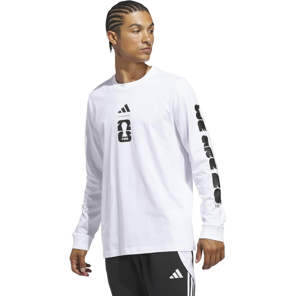 image:imageAdidas Mens FIFA World Cup 26 Match Ball Graphic Long Sleeve TShirtWhite