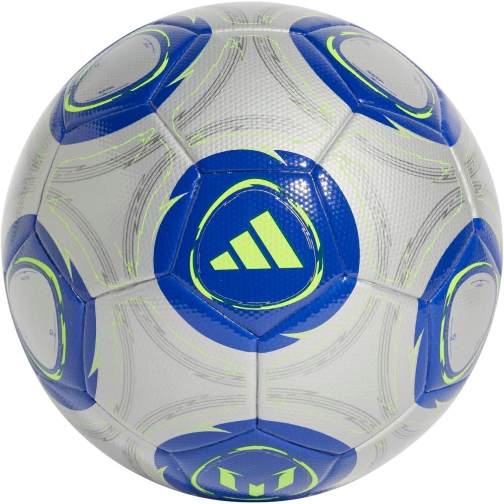 image:imageadidas Messi League Ball Seamless Surface Butyl Bladder Messi Printed Logo Ideal for Training Sessions and Matches Silver MetallicLucid BlueSolar Yellow 5
