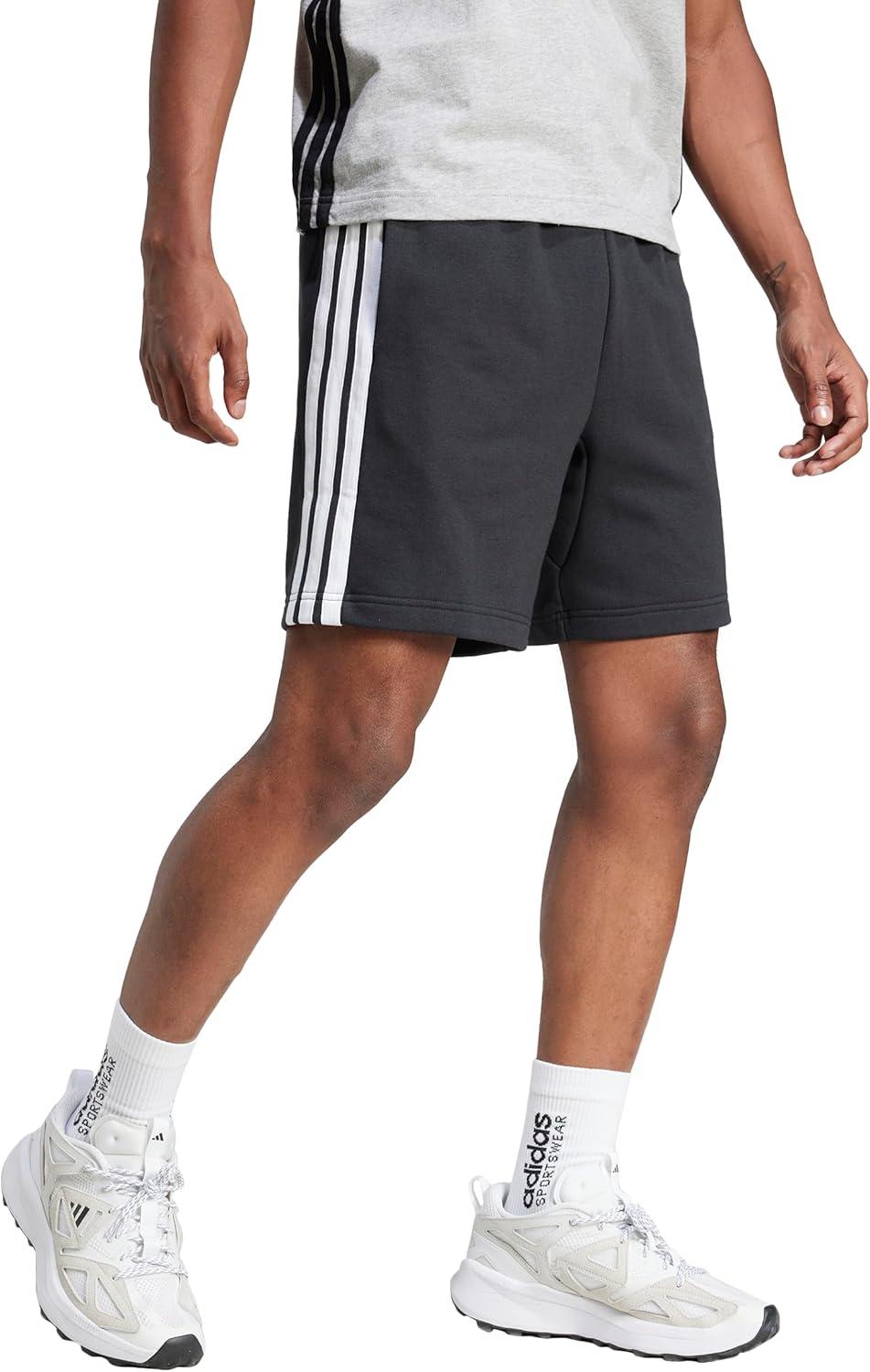 image:imageAdidas Mens Essentials 3Stripes French Terry 7inch ShortsBlackWhite