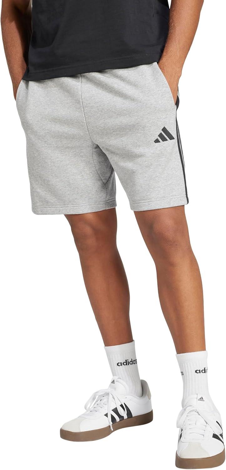 image:imageAdidas Mens Essentials 3Stripes French Terry 7inch ShortsMedium Grey HeatherBlack