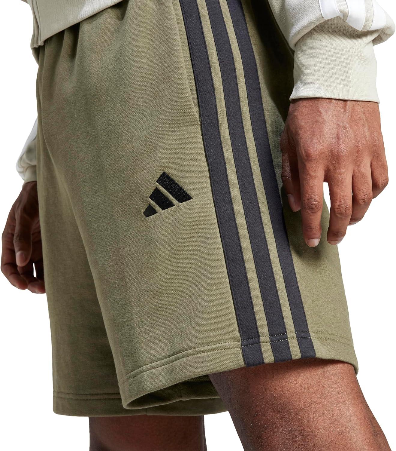 image:imageAdidas Mens Essentials 3Stripes French Terry 7inch ShortsOlive StrataBlack