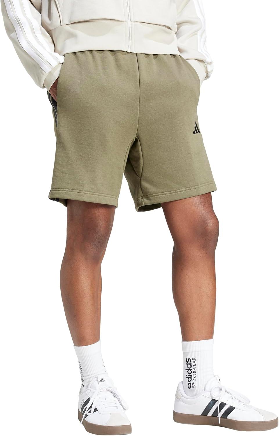image:imageAdidas Mens Essentials 3Stripes French Terry 7inch ShortsOlive StrataBlack
