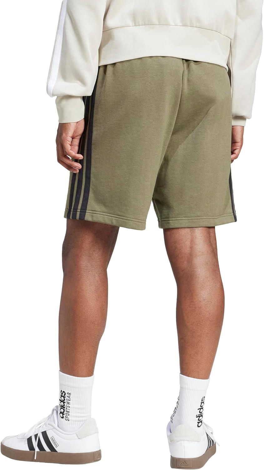 image:imageAdidas Mens Essentials 3Stripes French Terry 7inch ShortsOlive StrataBlack