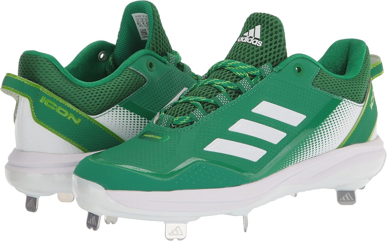 image:imageAdidas Mens Icon 7Baseball ShoeWhiteTeam GreenTeam Semi Sol Green