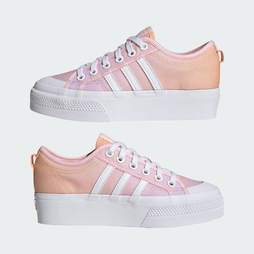 image:imageadidas Womens Nizza Platform ShoesCloud WhiteClear PinkAcid Orange