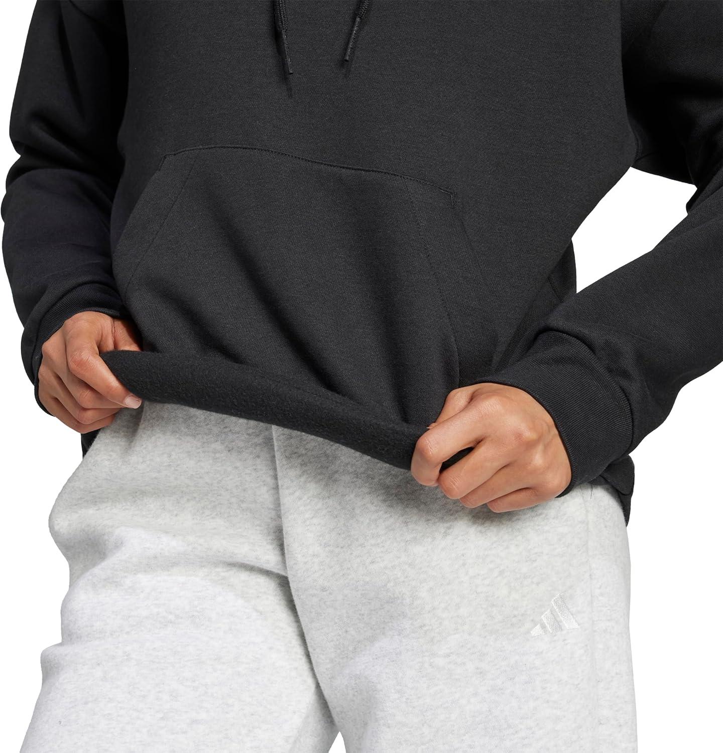 image:imageadidas womens Essentials Linear Fleece HoodieBlackWhite