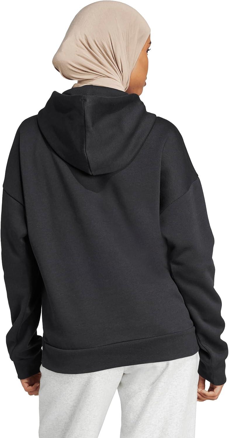 image:imageadidas womens Essentials Linear Fleece HoodieBlackWhite