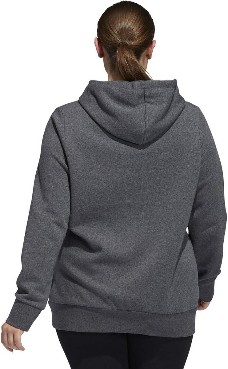 image:imageadidas womens Essentials Linear Fleece HoodieDark Grey HeatherPower Berry