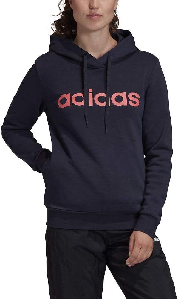 image:imageadidas womens Essentials Linear Fleece HoodieLegend InkSignal Pink