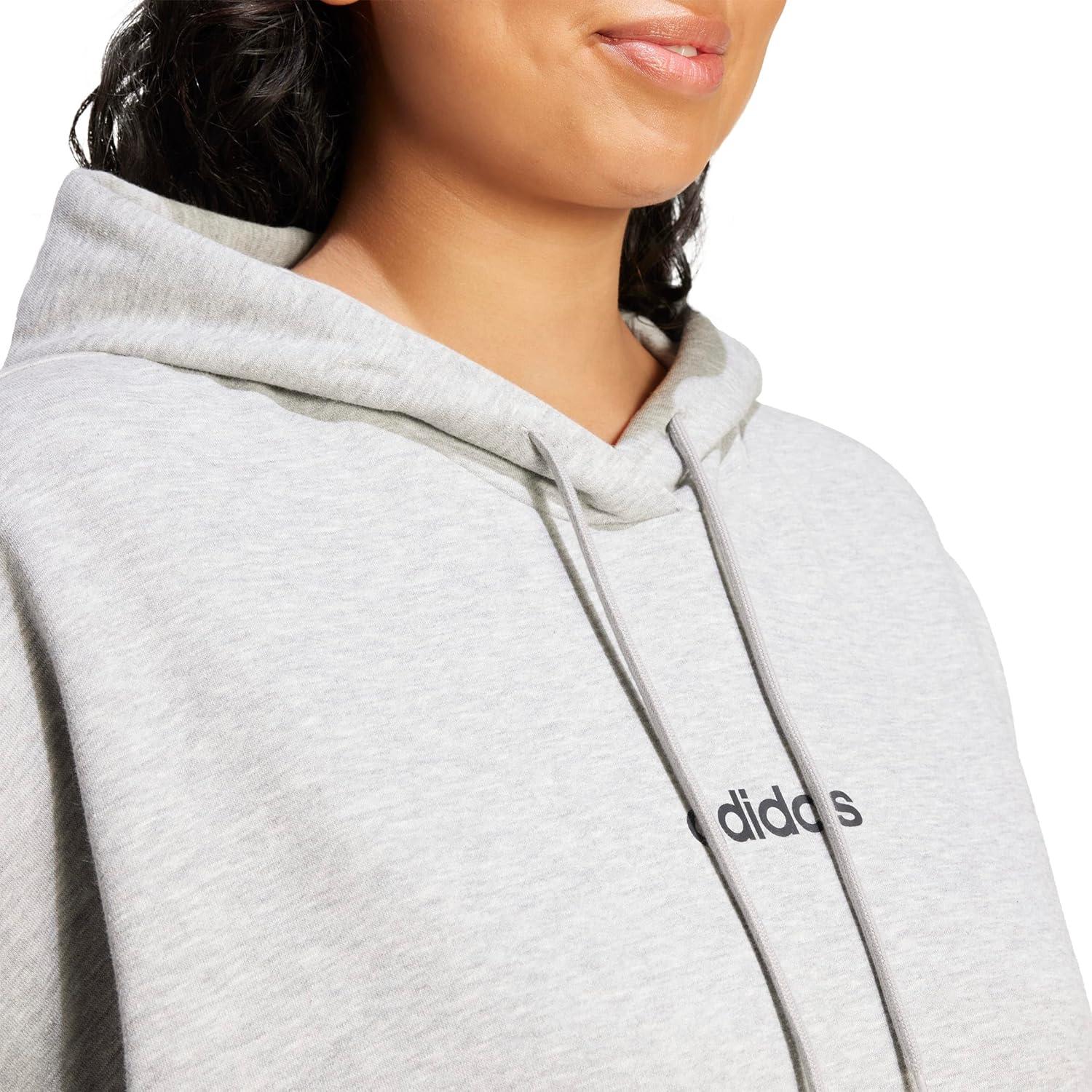 image:imageadidas womens Essentials Linear Fleece HoodieMedium Grey HeatherBlack