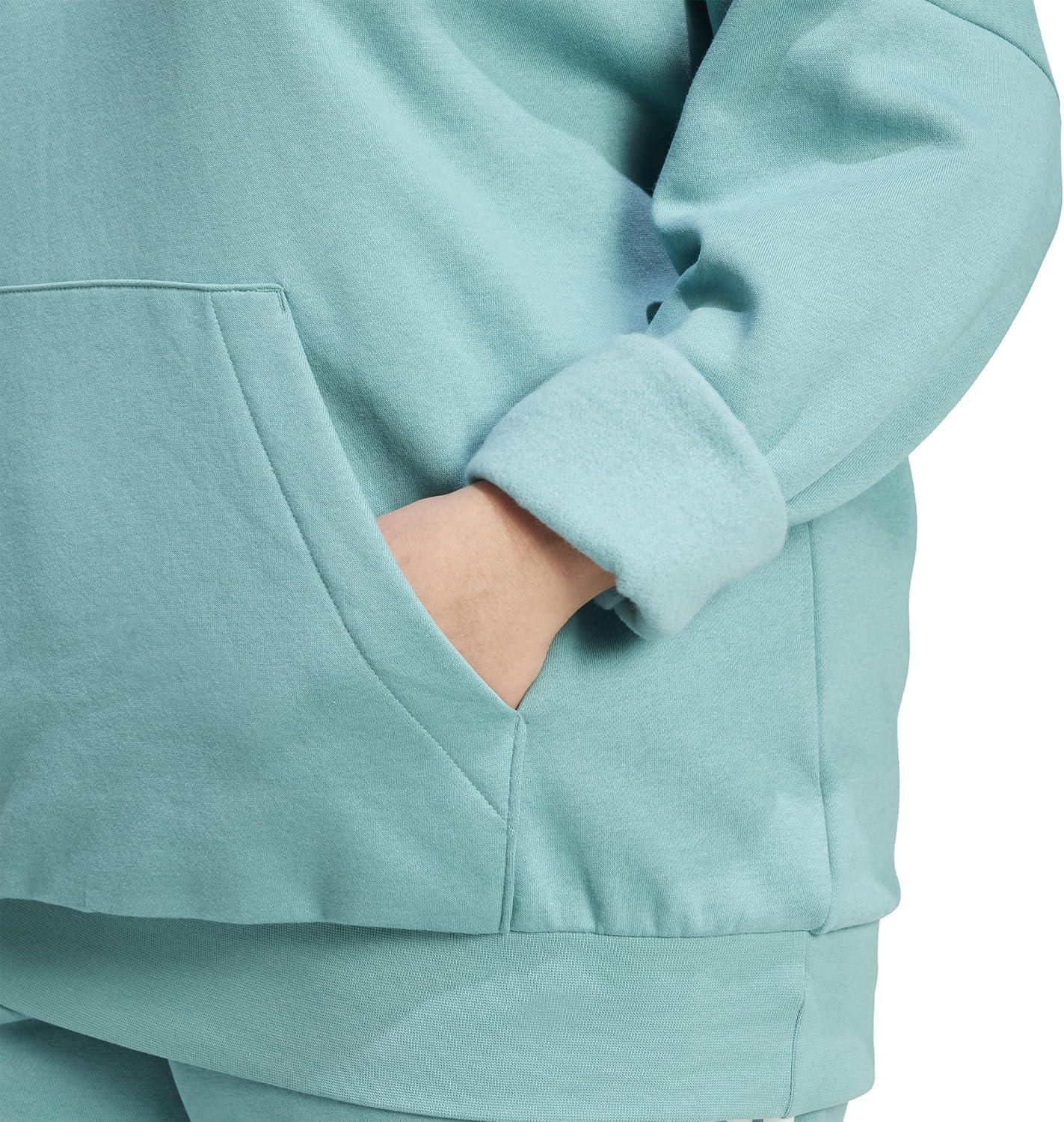 image:imageadidas womens Essentials Linear Fleece HoodiePowder TealWhite