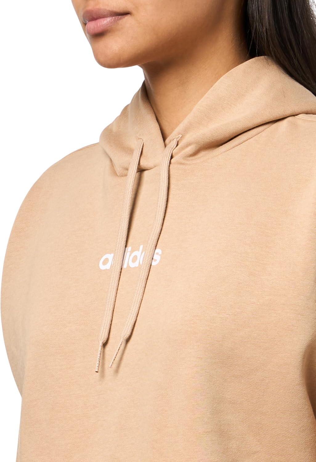 image:imageadidas womens Essentials Linear Fleece HoodieWarm SandstoneWhite