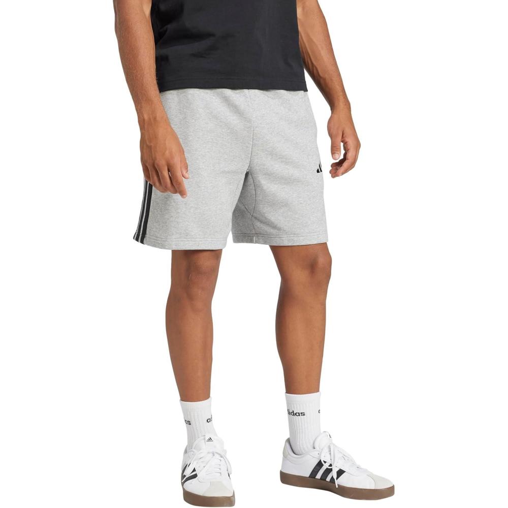 image:imageAdidas Mens Essentials 3Stripes French Terry 7inch ShortsMedium Grey HeatherBlack