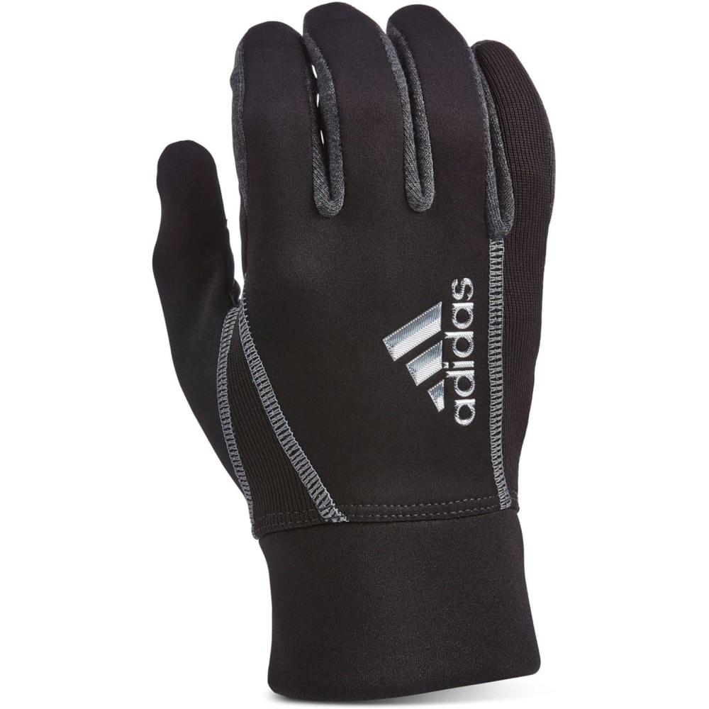 image:imageadidas Mens Black Slip On All Weather Metallic Logo Insulated Touchscreen Compatible Orzium 25 Gloves ML