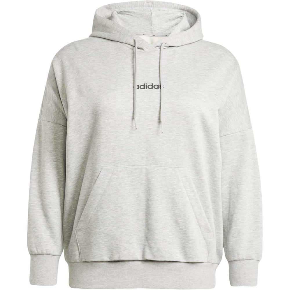 image:imageadidas womens Essentials Linear Fleece HoodieMedium Grey HeatherBlack