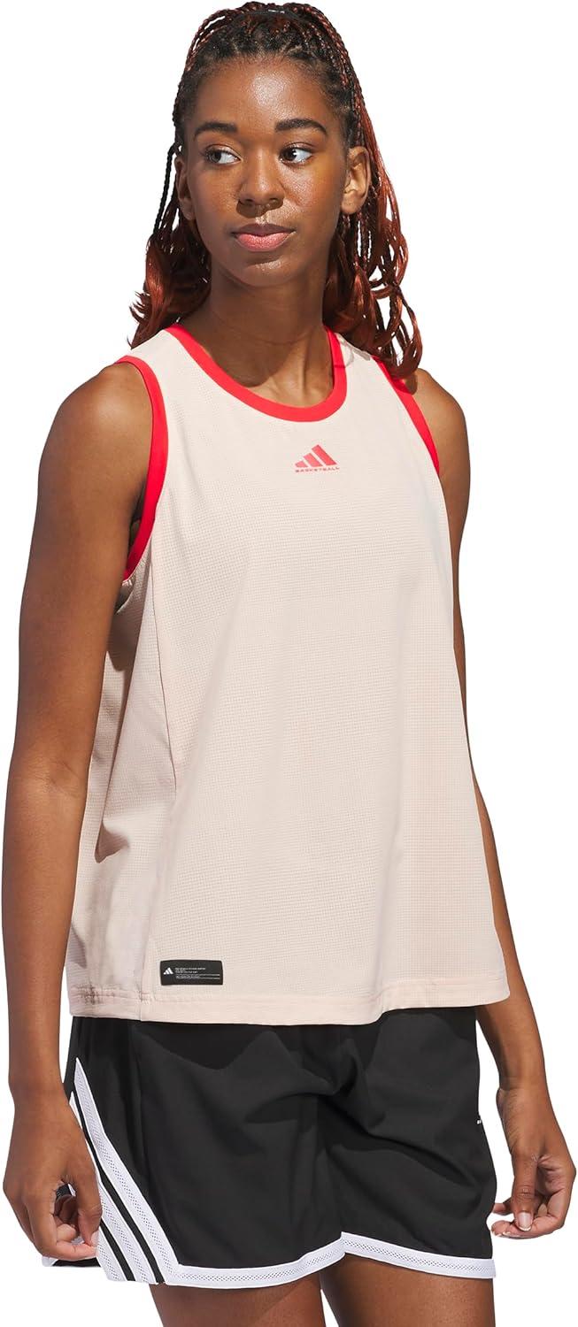 image:imageAdidas Womens Crazylite Woven Basketball Tank TopHalo BlushPure Ruby