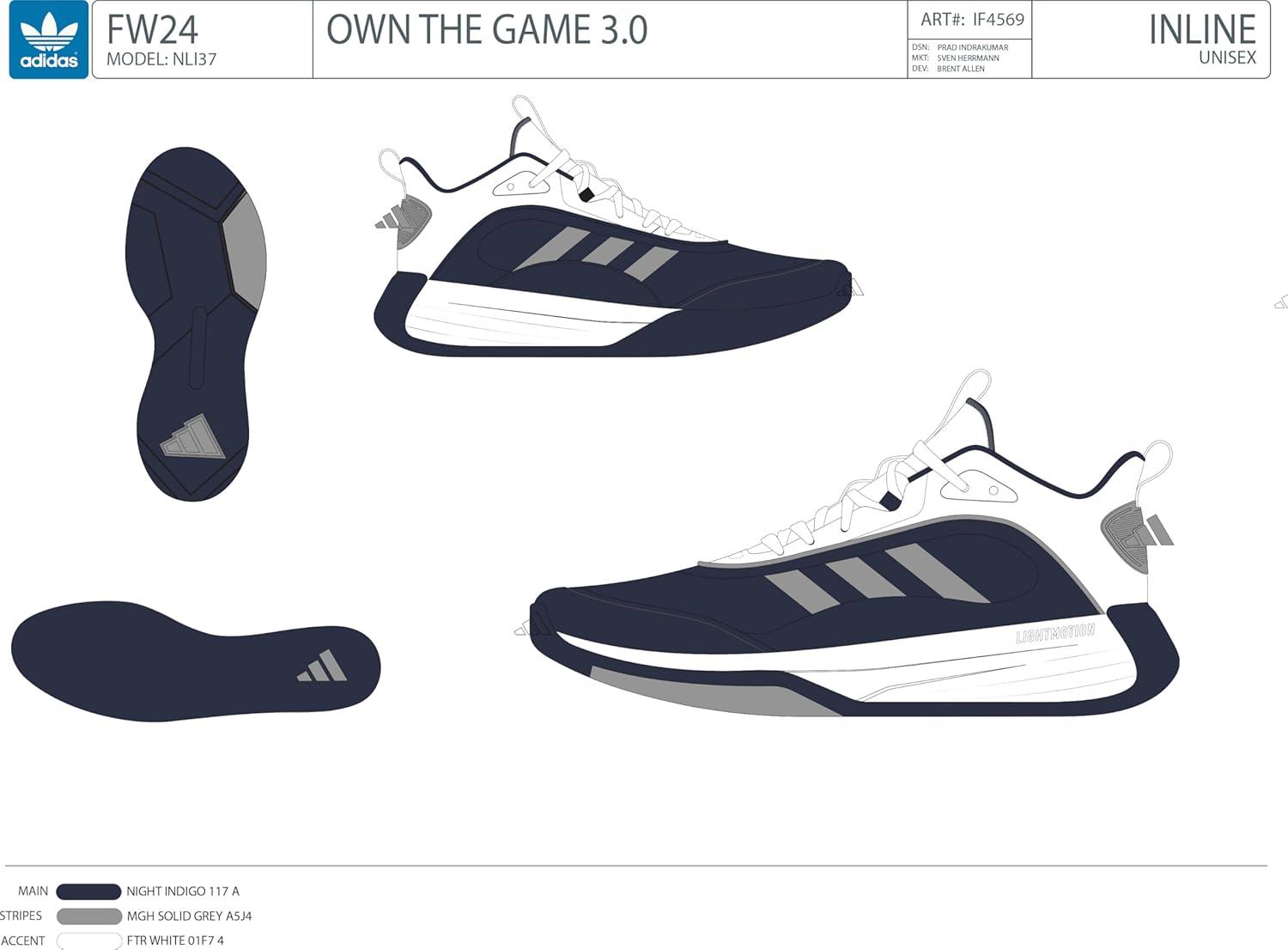 image:imageadidas Mens Own The Game 30 Basketball ShoeNight IndigoSolid GreyWhite