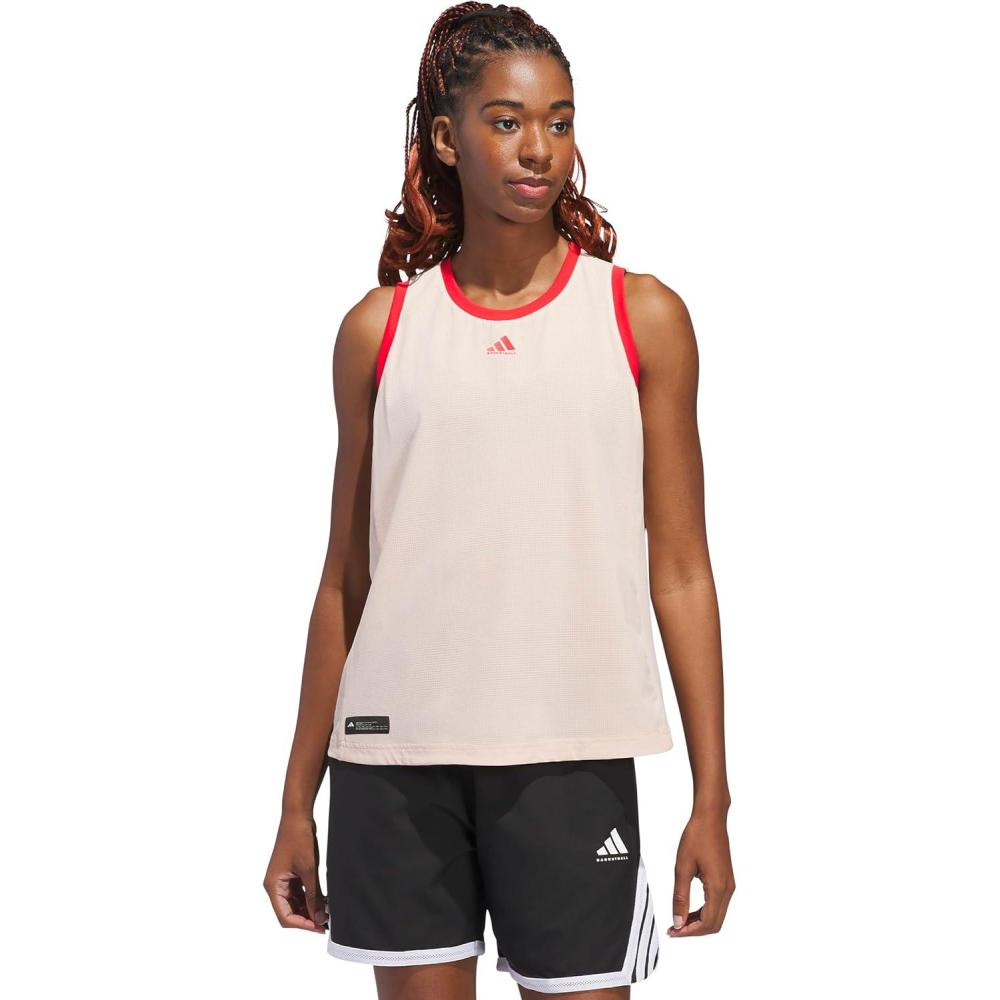 image:imageAdidas Womens Crazylite Woven Basketball Tank TopHalo BlushPure Ruby
