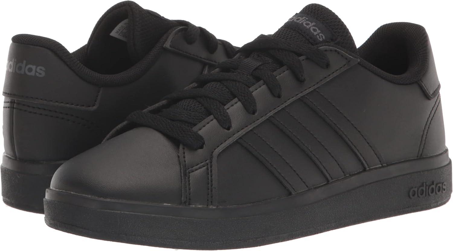 image:imageAdidas UnisexChild Grand Court 20 Elastic Lace amp StrapBlackBlackGrey