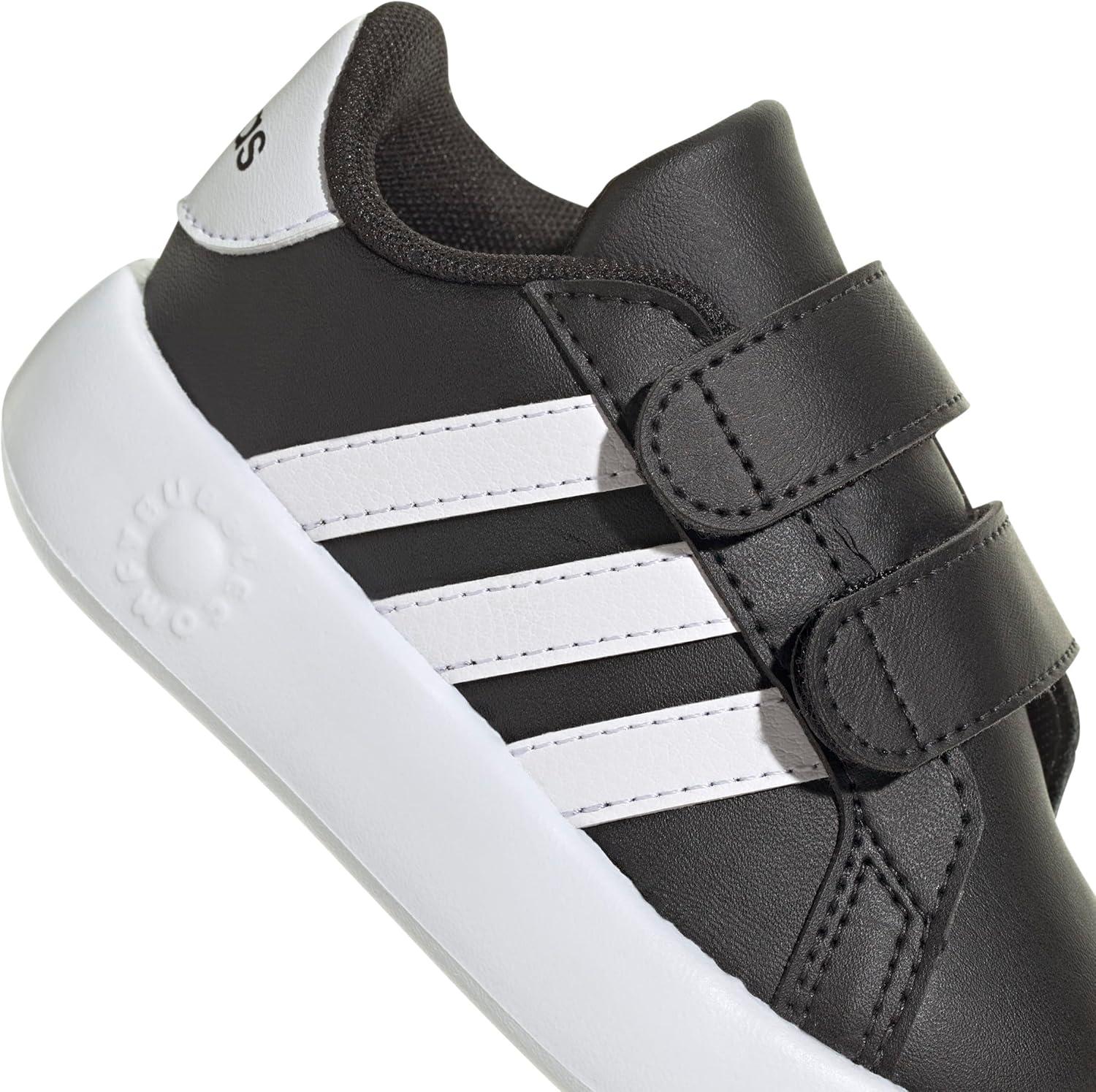 image:imageAdidas UnisexChild Grand Court 20 Elastic Lace amp StrapBlackWhiteBlack