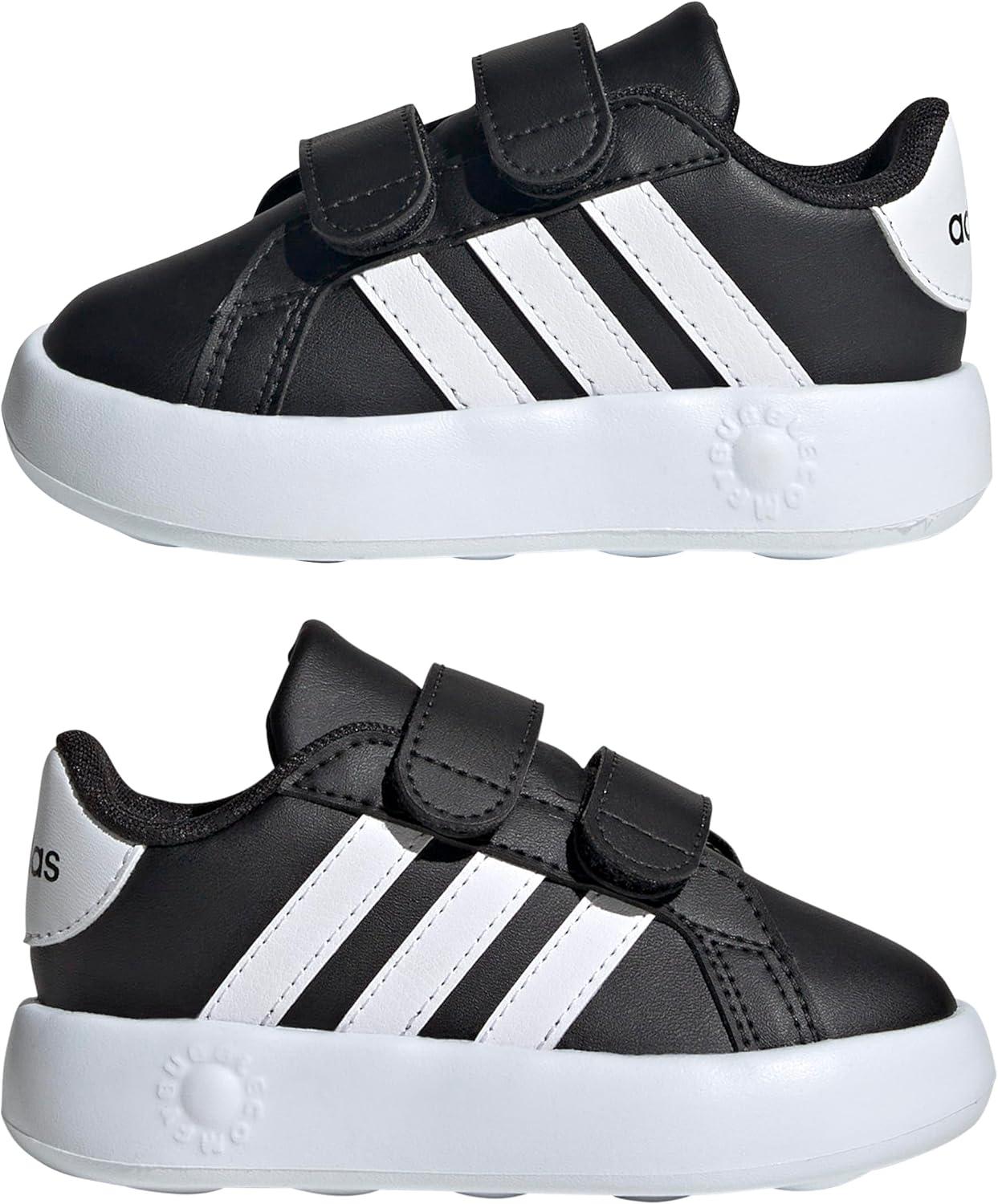 image:imageAdidas UnisexChild Grand Court 20 Elastic Lace amp StrapBlackWhiteBlack