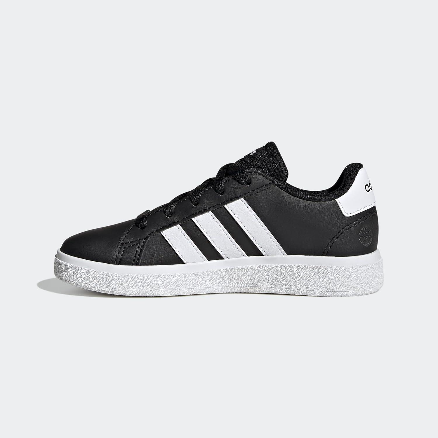 image:imageAdidas UnisexChild Grand Court 20 Elastic Lace amp StrapBlackWhiteBlack2022