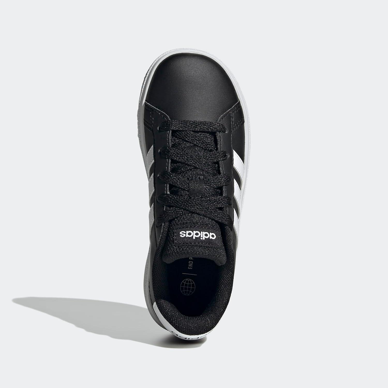 image:imageAdidas UnisexChild Grand Court 20 Elastic Lace amp StrapBlackWhiteBlack2022