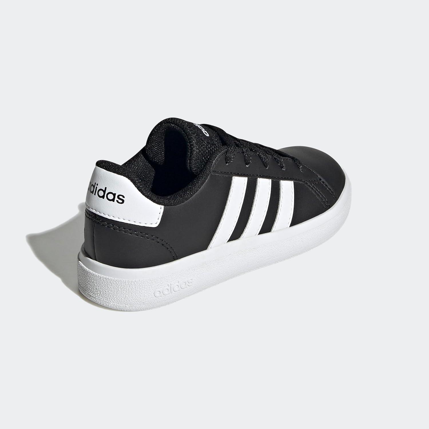 image:imageAdidas UnisexChild Grand Court 20 Elastic Lace amp StrapBlackWhiteBlack2022