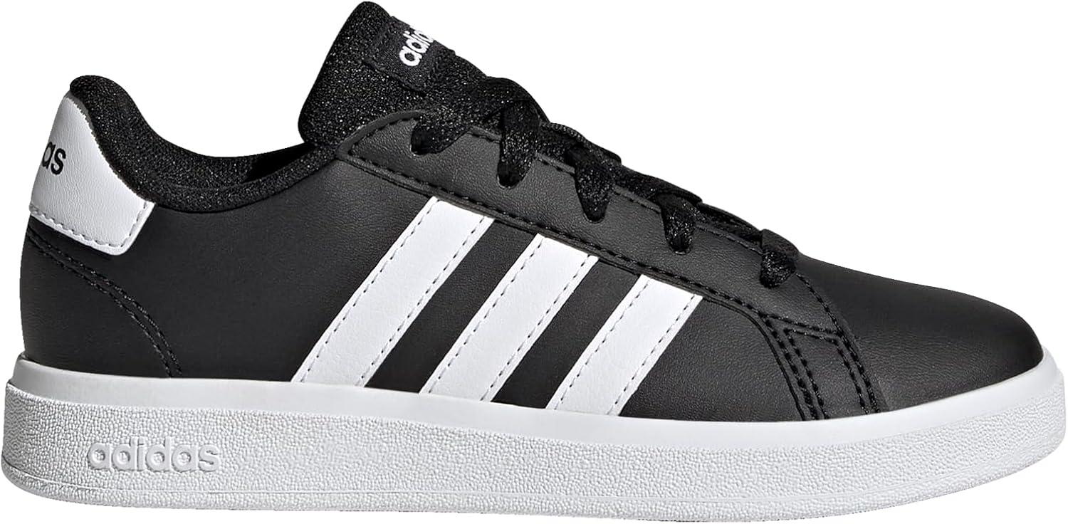 image:imageAdidas UnisexChild Grand Court 20 Elastic Lace amp StrapBlackWhiteBlack2022