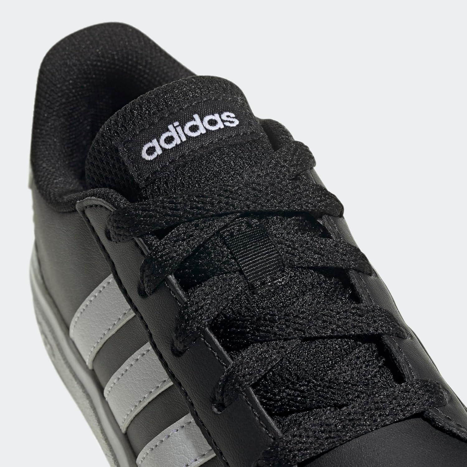 image:imageAdidas UnisexChild Grand Court 20 Elastic Lace amp StrapBlackWhiteBlack2022