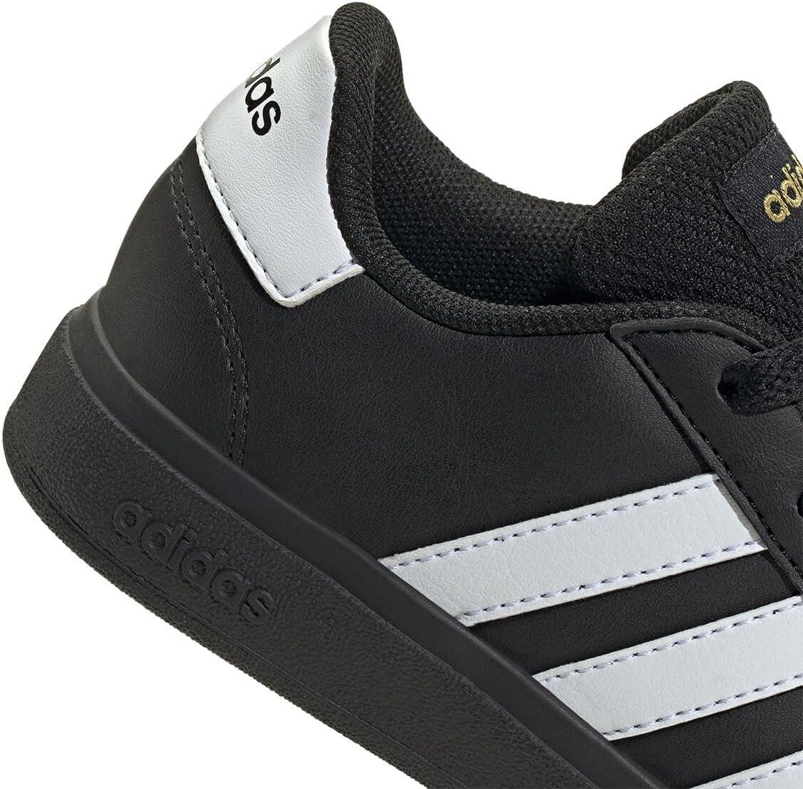 image:imageAdidas UnisexChild Grand Court 20 Elastic Lace amp StrapBlackWhiteGold Metallic