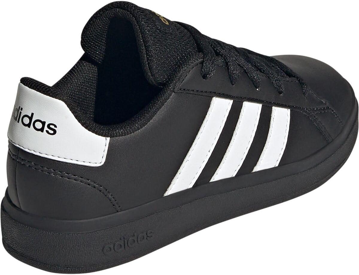 image:imageAdidas UnisexChild Grand Court 20 Elastic Lace amp StrapBlackWhiteGold Metallic