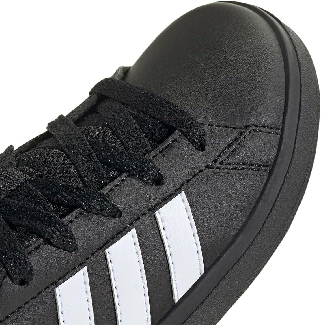 image:imageAdidas UnisexChild Grand Court 20 Elastic Lace amp StrapBlackWhiteGold Metallic