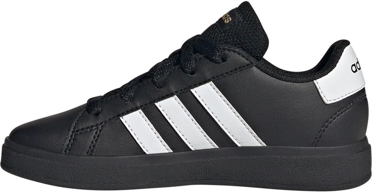 image:imageAdidas UnisexChild Grand Court 20 Elastic Lace amp StrapBlackWhiteGold Metallic