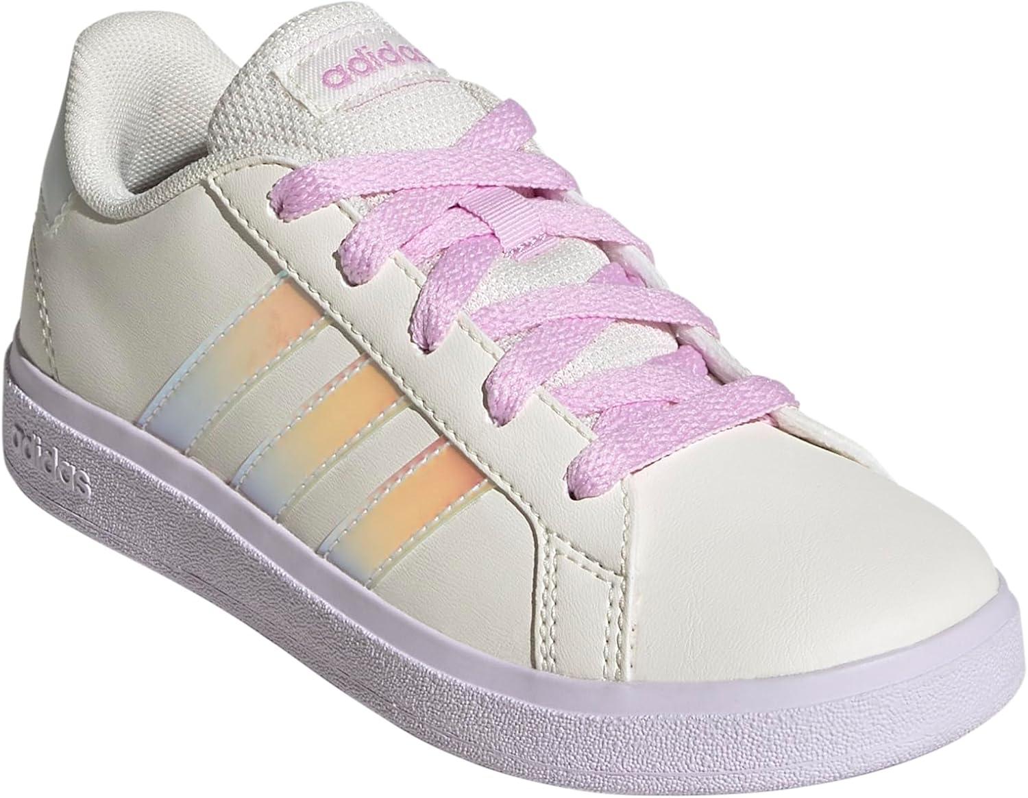image:imageAdidas UnisexChild Grand Court 20 Elastic Lace amp StrapChalk WhiteChalk WhiteBliss Lilac